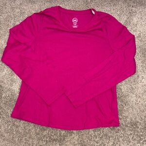 Girl’s Long-Sleeve Crewneck Top - Fuchsia